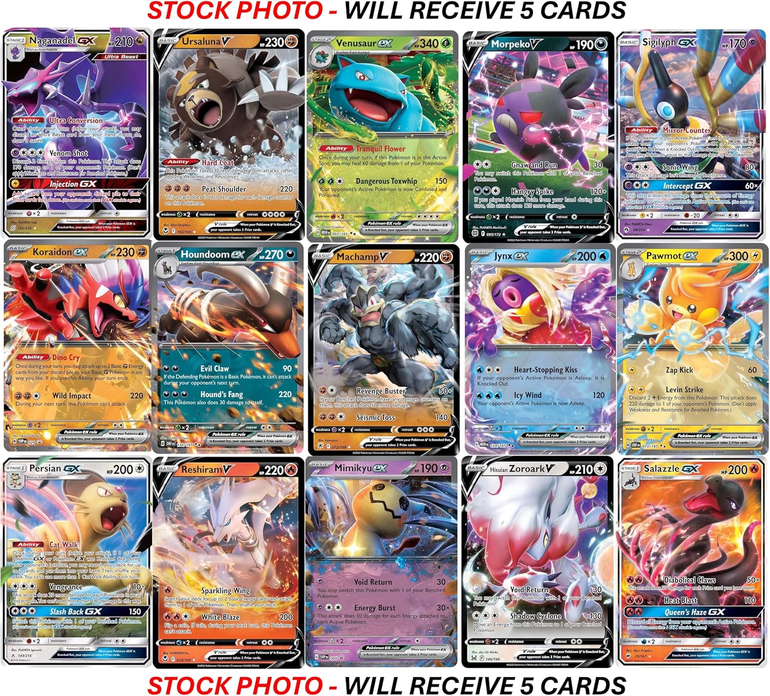 10 Pokemon Ultra Rare Card Lot - V, Gx, ex, Assorted Variety - No Duplicates