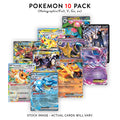 10 Pokemon Ultra Rare Card Lot - V, Gx, ex, Assorted Variety - No Duplicates
